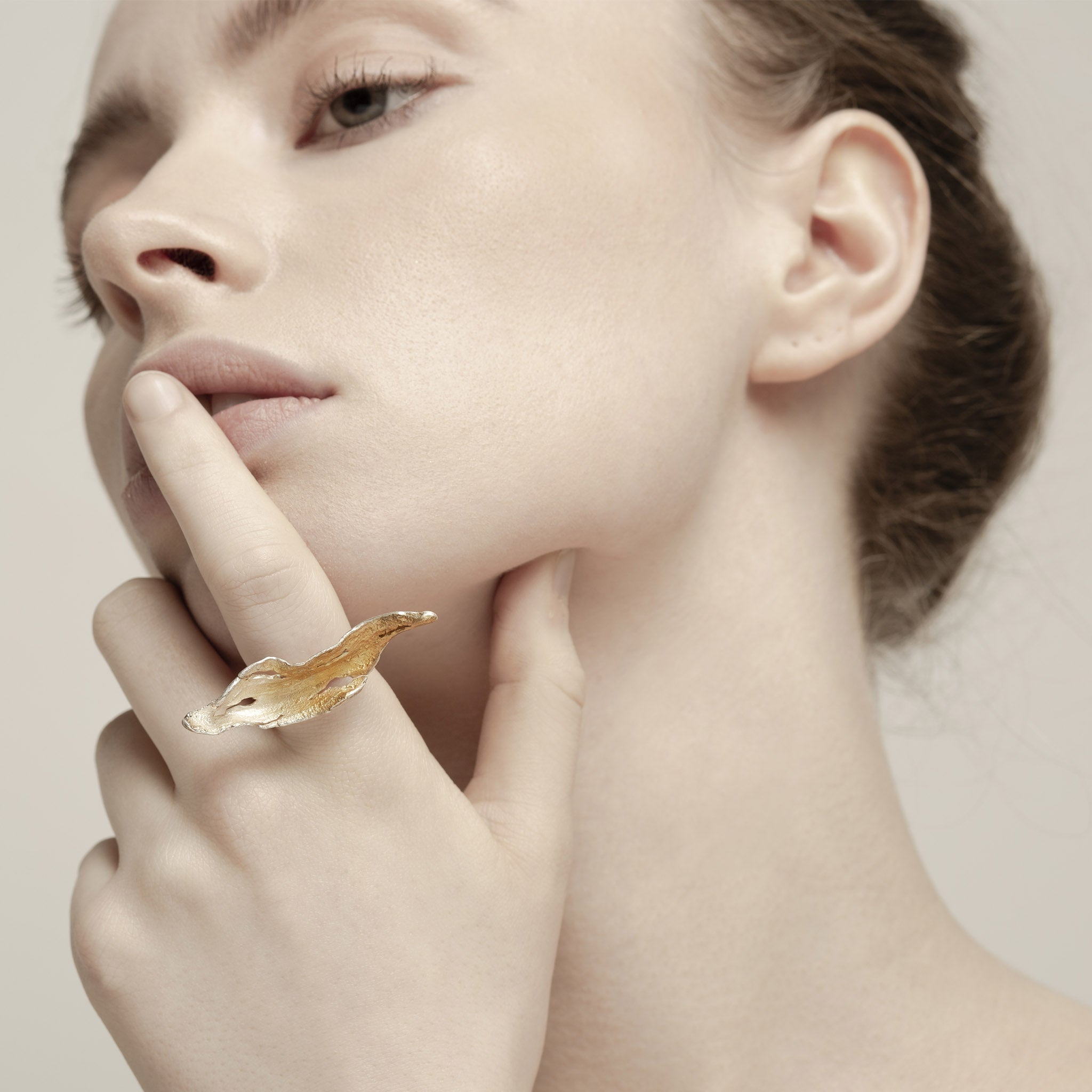 Sculptural Ring in Sterling Silver & Gold-Plate